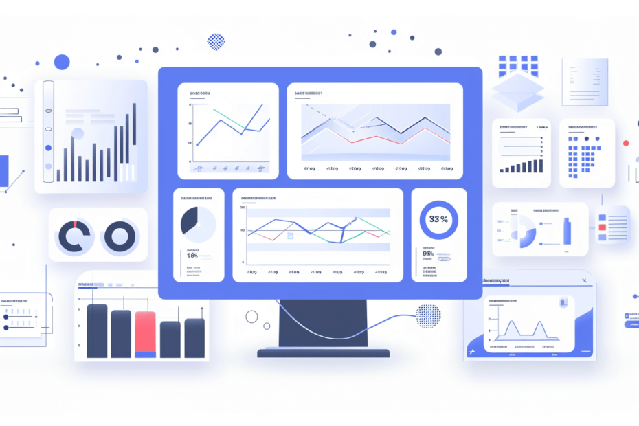 A dashboard showing different graphs for project status